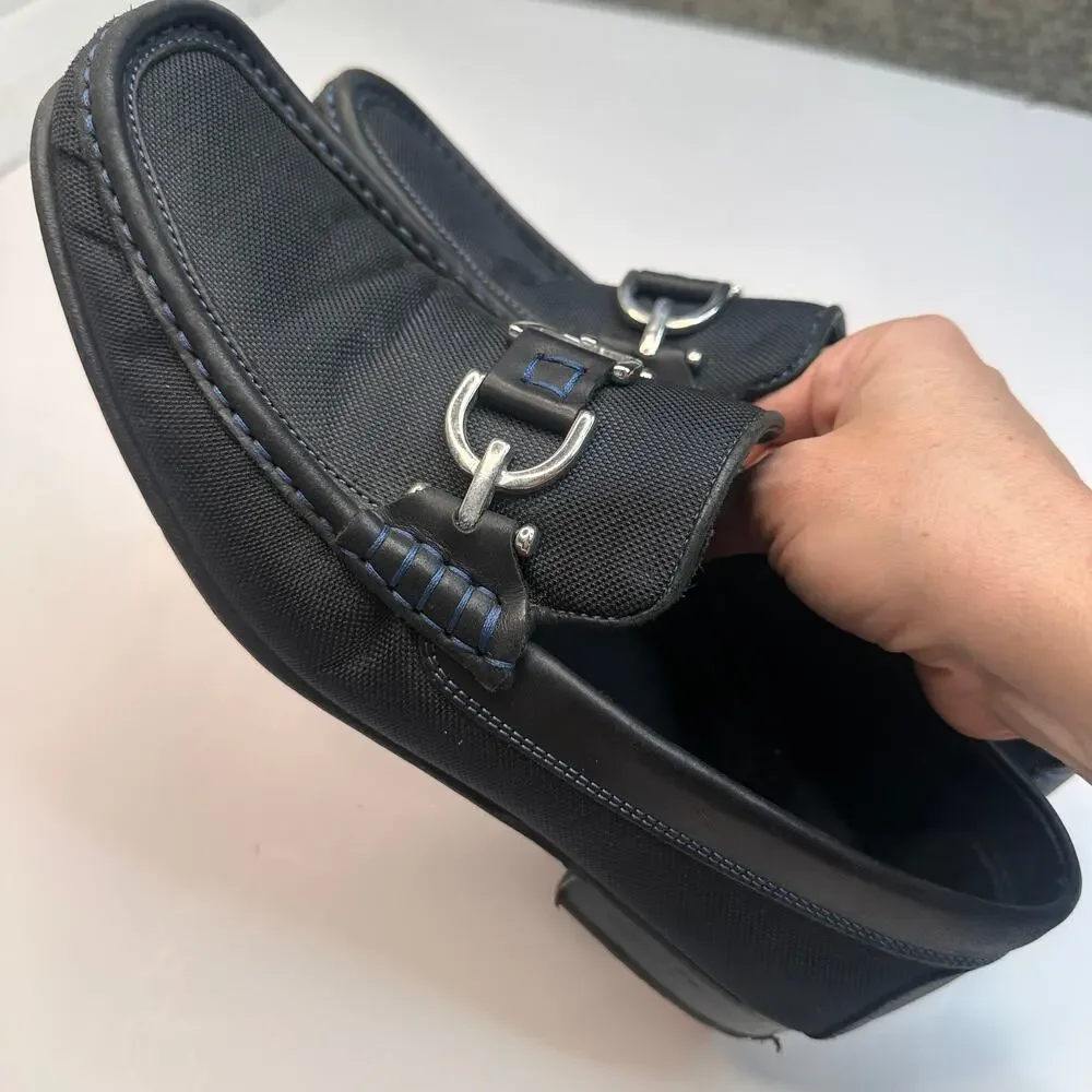 Donald J Pliner Black Blue Dacio Driving Loafers